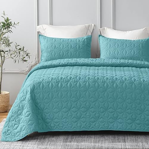 Miniatura 1 de Whale Flotilla - Juego de colcha suave de microfibra, ligera, para cama (patrón de ondas) para todas las estaciones