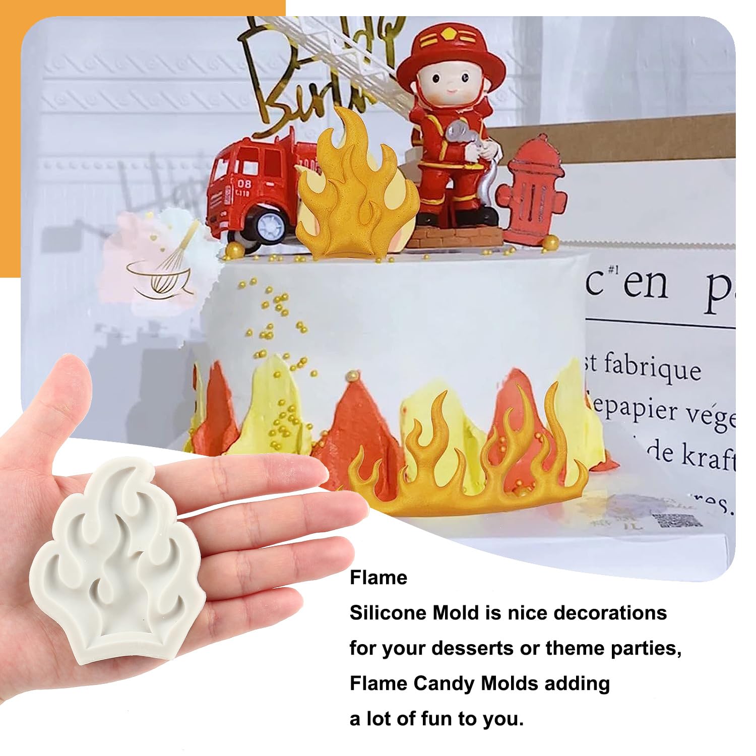 Sijiangmold - Moldes De Silicona Para Decoración De Pasteles De Fuego, Moldes De Silicona Para Decoración De Pasteles, Chocolate, Caramelos Y Pasta De