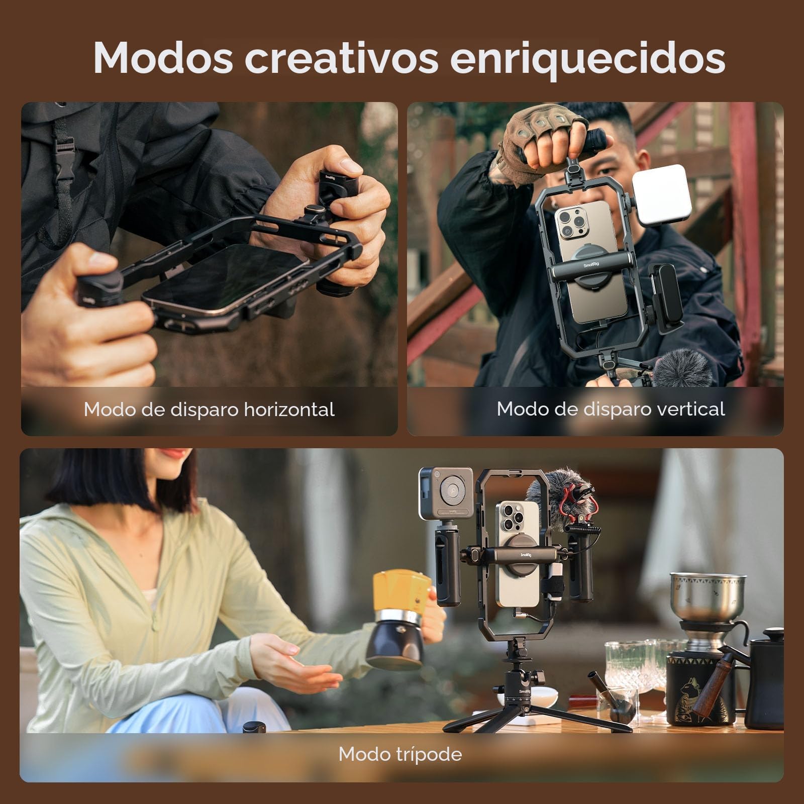 SMALLRIG Kit Básico de Soporte Universal para Teléfono de Liberación Rápida, Soporte de Video para Teléfono Inteligente de Aluminio con Control Inalámbrico, Manijas Dobles y Clip para Teléfono - 4597