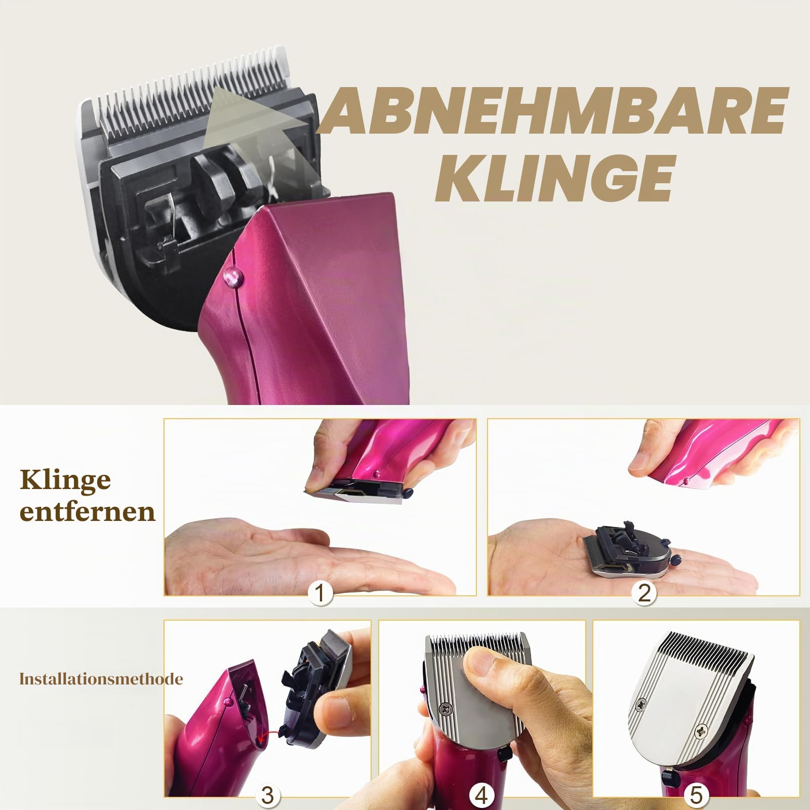 Feine verstellbare 5-in-1-Klinge, Schnittlänge 0,7-3 mm, kompatibel mit Wahl Arco, Bravura, Chromado, Creativa, Figura und Motion (2 Stück)