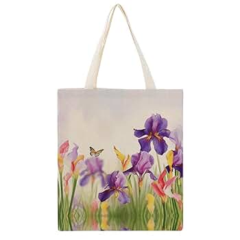 Amazon.com: YKUDBN Canvas Tote Bag, Iris Flower Butterfly