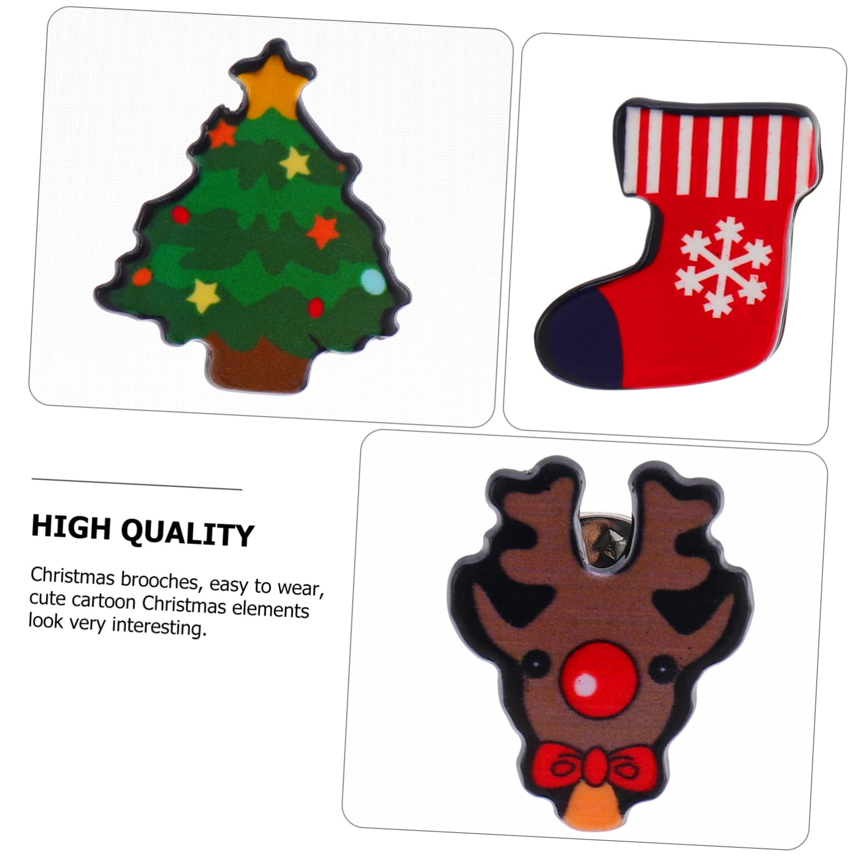8 Broches Navideños de Tela Divertidos Dibujos Animados para Ambientación de Fiestas de Navidad y Accesorios Temáticos Varios estilos