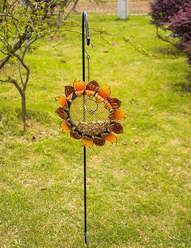 Miniatura 7 de MUMTOP Comederos para pájaros salvajes de 14 pulgadas de metal con girasol, para exteriores, se pueden colgar en el patio, jardín, árboles con gancho