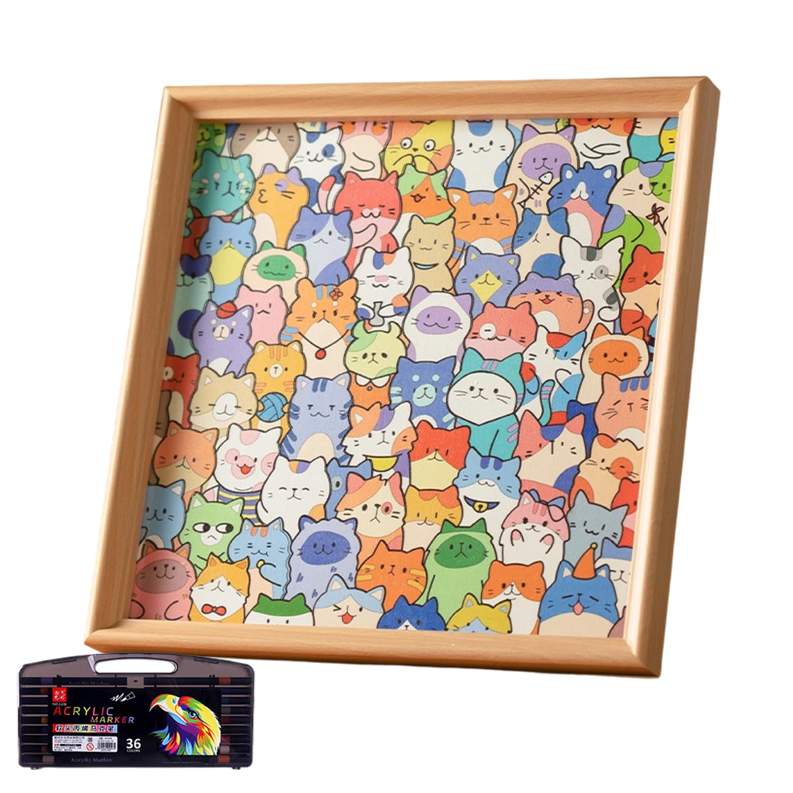 Drewniane puzzle edukacyjne kolorowanki kota
