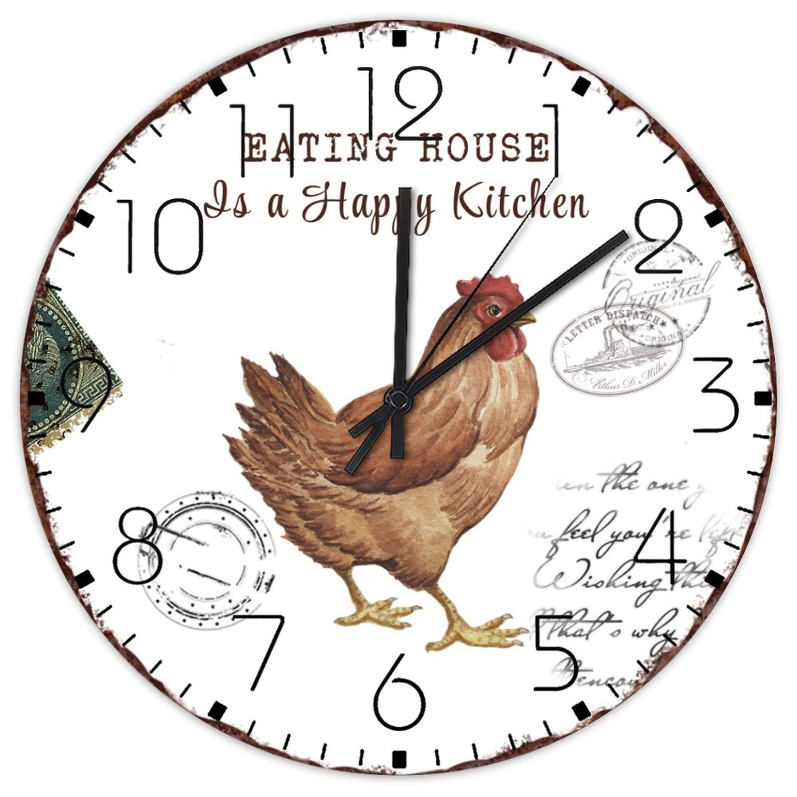Grande horloge ronde en bois de qualité supérieure décoration murale rétro