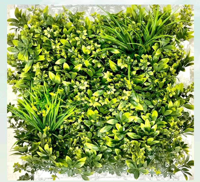 Artificial Grass Vertical Garden Panel 20x20 Inch | Green Grass Mat for Wall Decoration | UV Resistant Synthetic Hedge Fence for Balcony, Living Room and Outdoor Decor - Pack of 1 (Style 20)