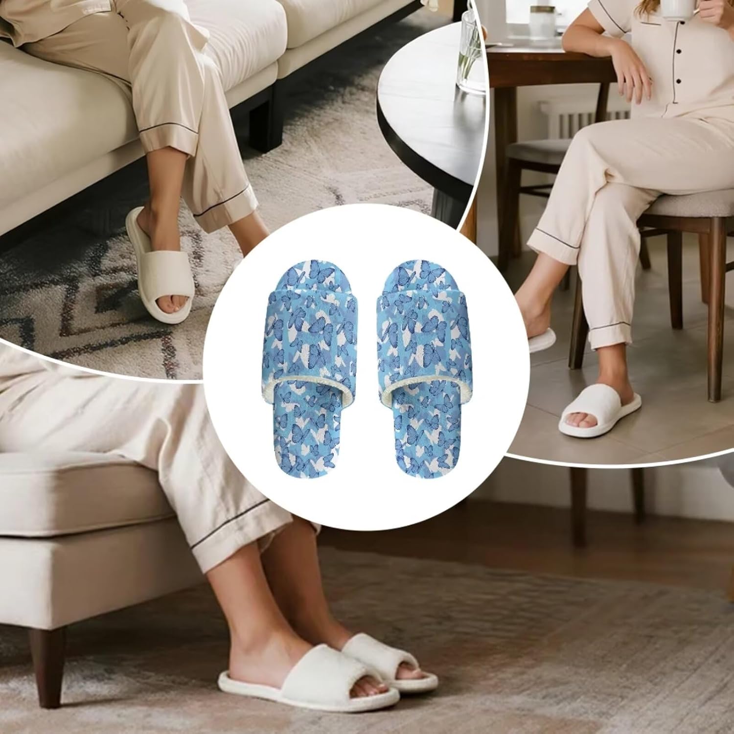 Spa Slippers for Women Open Toe Slippers Washable Lightweight Bedroom House Shoes for Guest Household Essentials