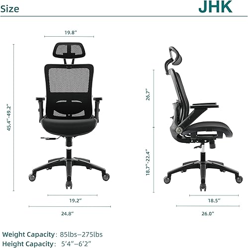 Miniatura 3 de Silla ergonómica de oficina silla de oficina de malla con respaldo alto con reposabrazos abatible ajustable 4D silla giratoria de escritorio con