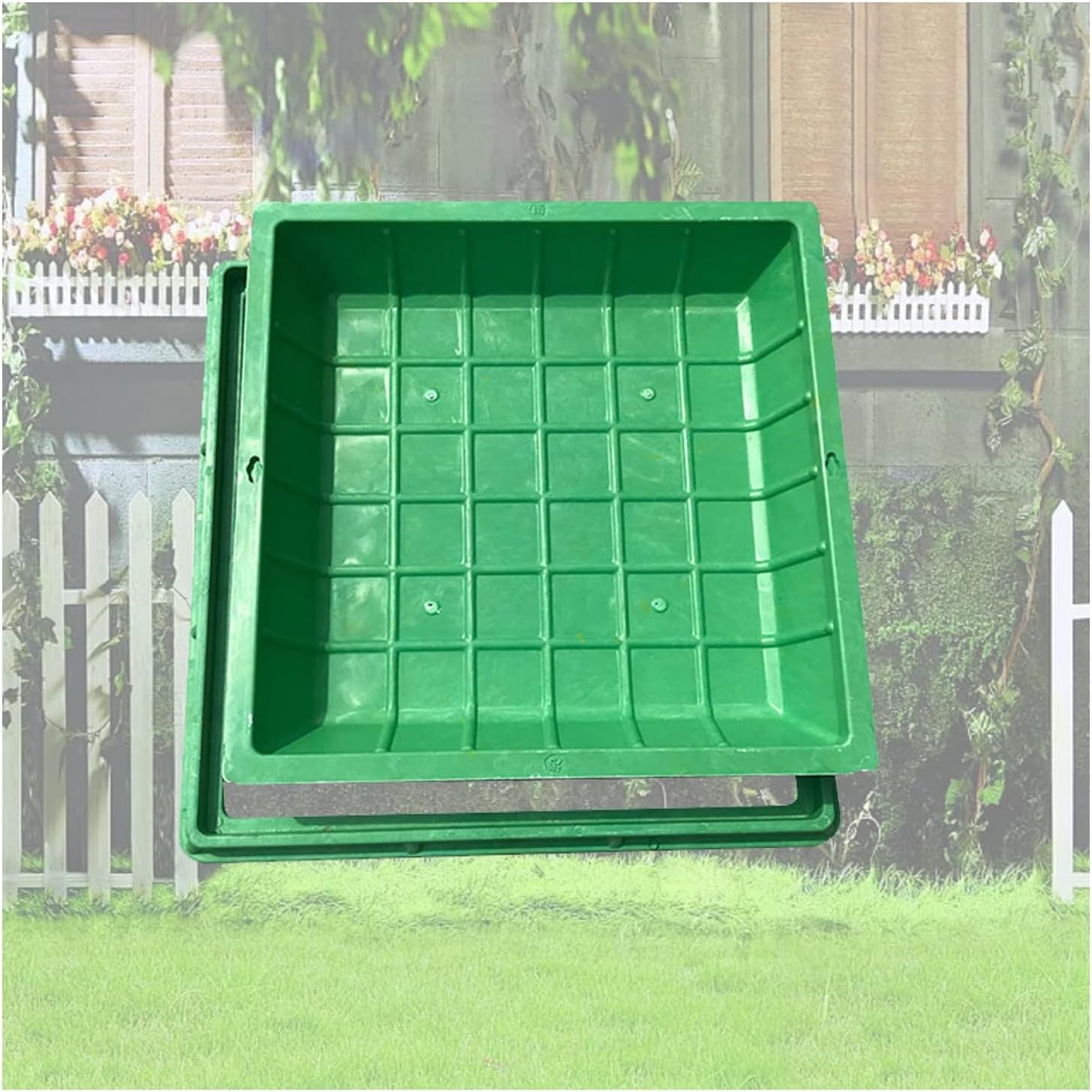 WXPGFEQ Invisible Drain Cover Outdoor Sewer Lid Round Decorative Wastewater Access Cover Lawn Drain Plate - 40x40CM (15.7") for Garden & Landscape Use