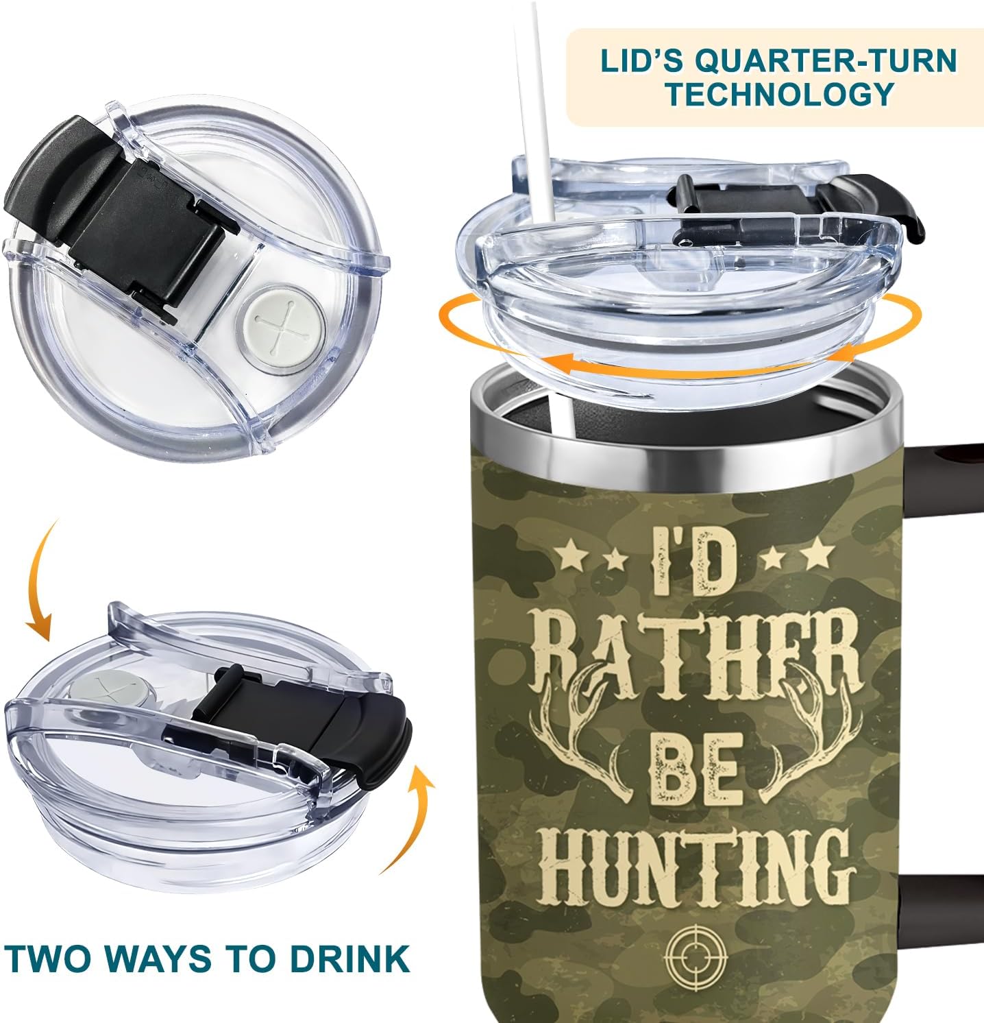 Hunting Gifts For Men, Fathers Day, Birthday, Christmas Gift For Hunters, Cool Dad Gift From Son, Daughter and Wife, Hunting Tumbler 40oz With Handle - Image 3
