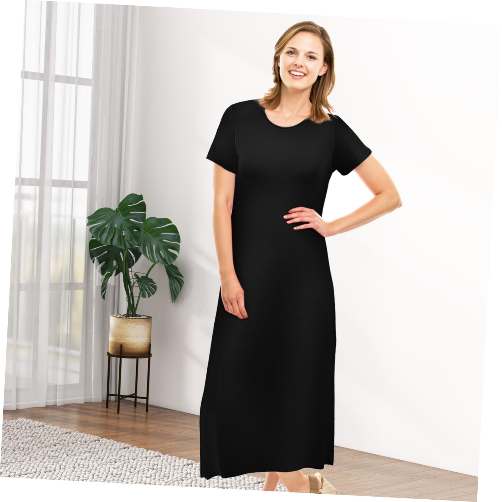 Gonna da Casa Vestito Ampio Abito da Notte per Donna Indumenti da Notte Camicie da Notte da Donna Camicia da Notte da Donna Abbigliamento per La Casa delle Donne Rosa Modale