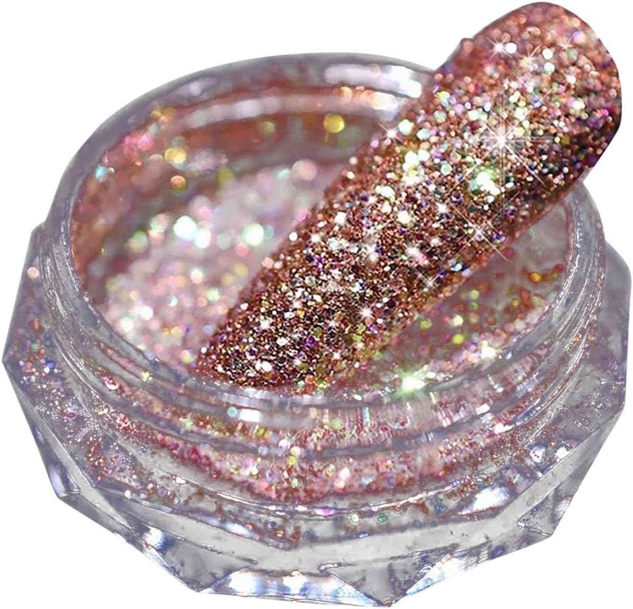 1PC Holographic Nail Glitter Dust Metallic Mirror Effect Nail Powder, Sparkling Diamond Nail Powder Nail Flash Powder Super Bright Nail Art Decorations for Party Birthday : Beauty & Personal Care