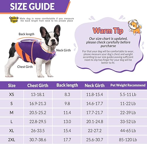 Miniatura 5 de Queenmore Chaleco salvavidas para perros, para nadar, navegar, salvavidas para perros pequeños y medianos, chaleco salvavidas para mascotas con