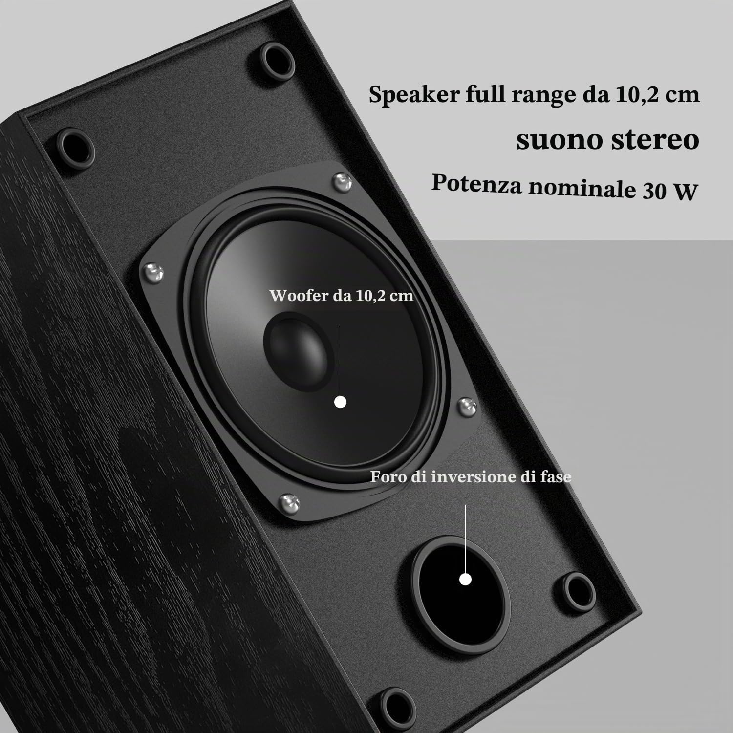 Elimavi Altoparlante da scaffale attivo, altoparlante per computer con woofer da 4", altoparlante da 3,5 mm su RCA Aux per giradischi, struttura in legno, può essere montato a parete
