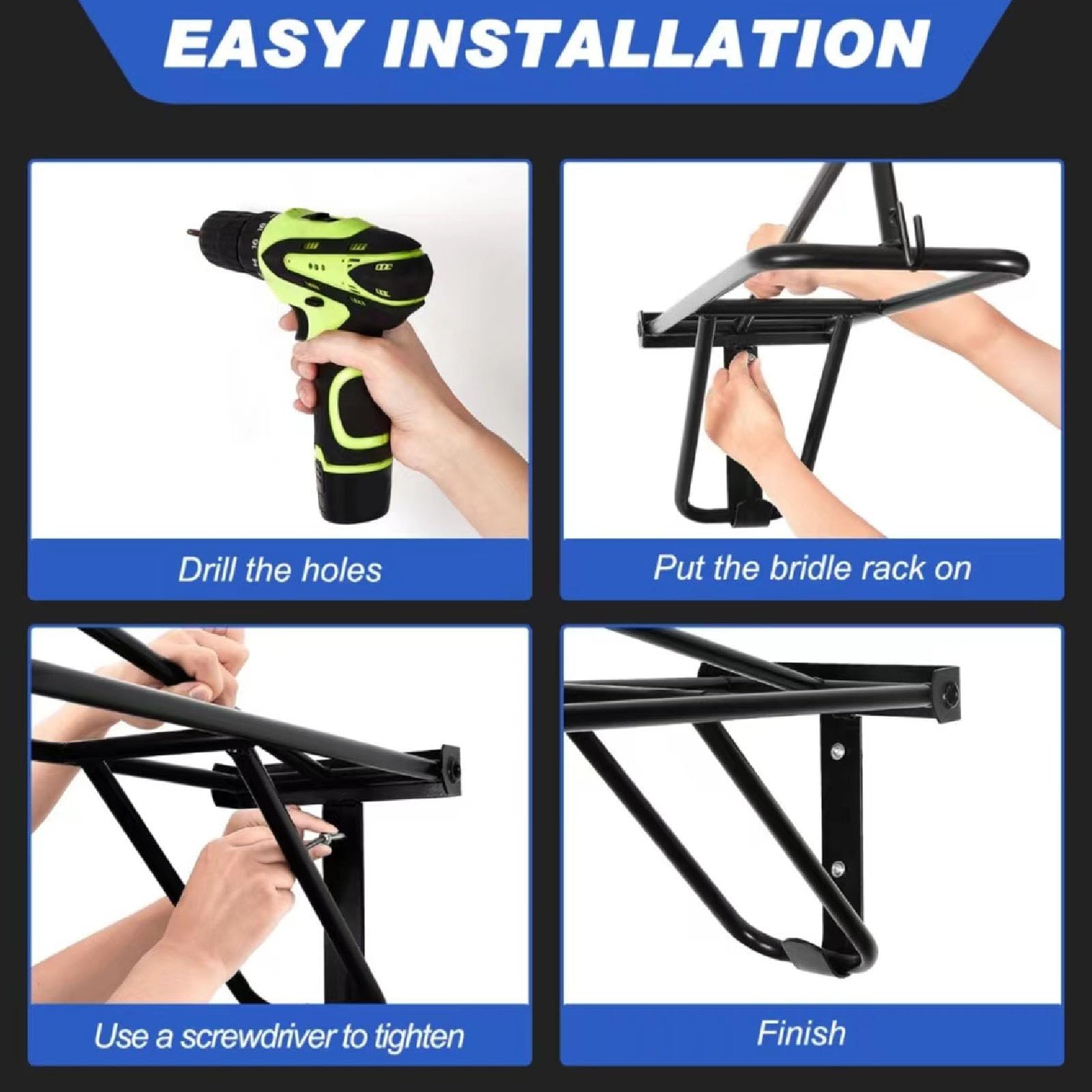 Fockety Soporte para Silla de Montar Portátil, Soporte para Silla de Montar Plegable Portátil para Montaje en Pared, Estante de Almacenamiento para Silla de Montar de Caballo de