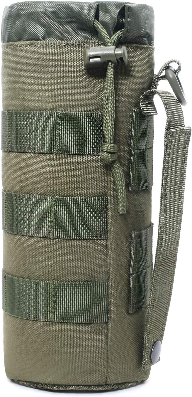 Tactical Molle Water Bottle Pouch Military Drawstring Open Top & Mesh Bottom Travel Water Bottle Holder Bag Tactical Hydration Carrier