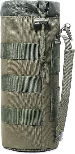 Bolsa táctica para botella de agua Molle, cordón militar, parte superior abierta y parte inferior de malla, soporte para botella de agua de viaje,