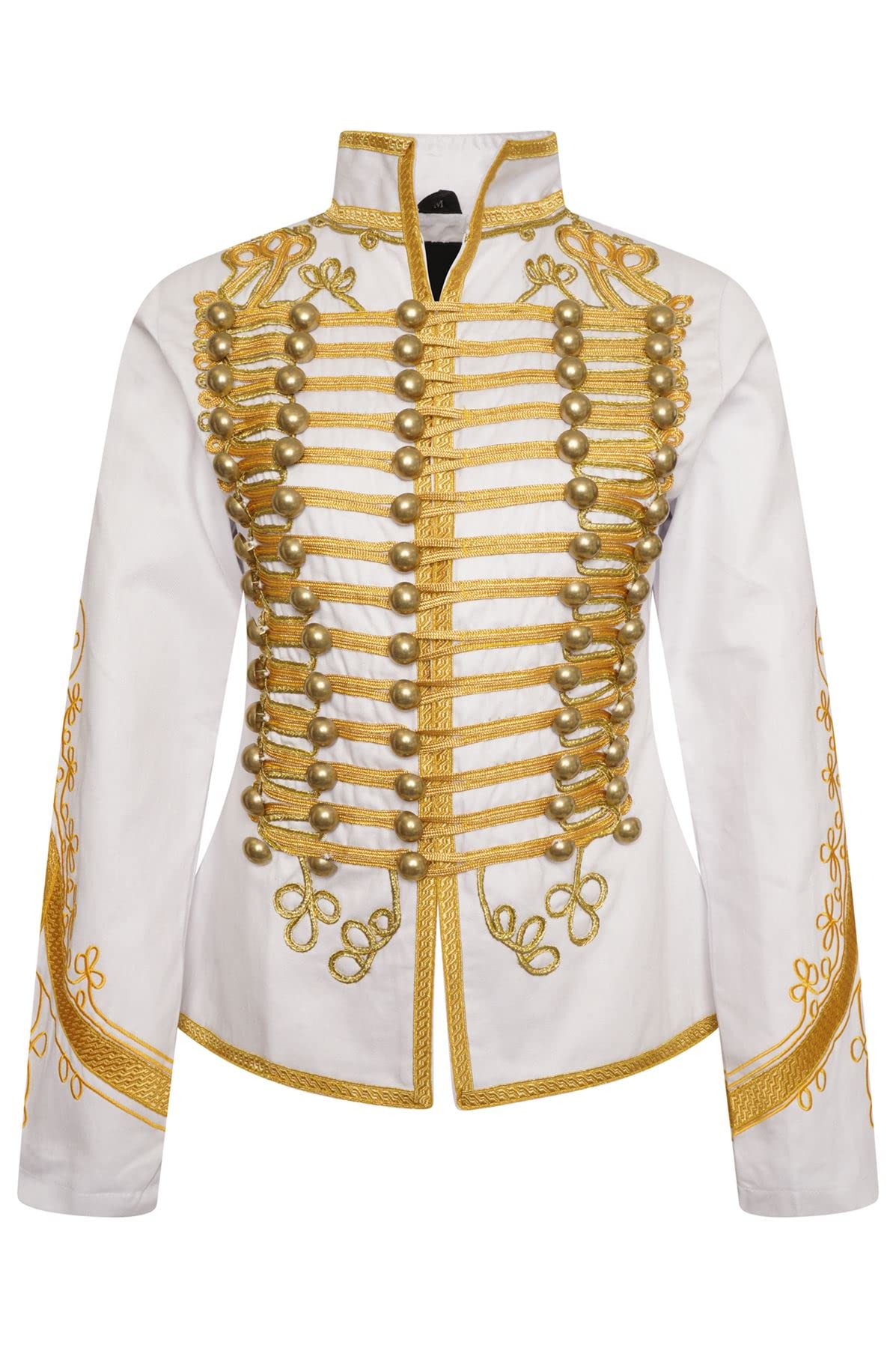 Ro Rox Women's White Adam Ant Military Drummer Jacket For Marching Band ’S Jacket For Themed Parties, Performances, Halloween, M