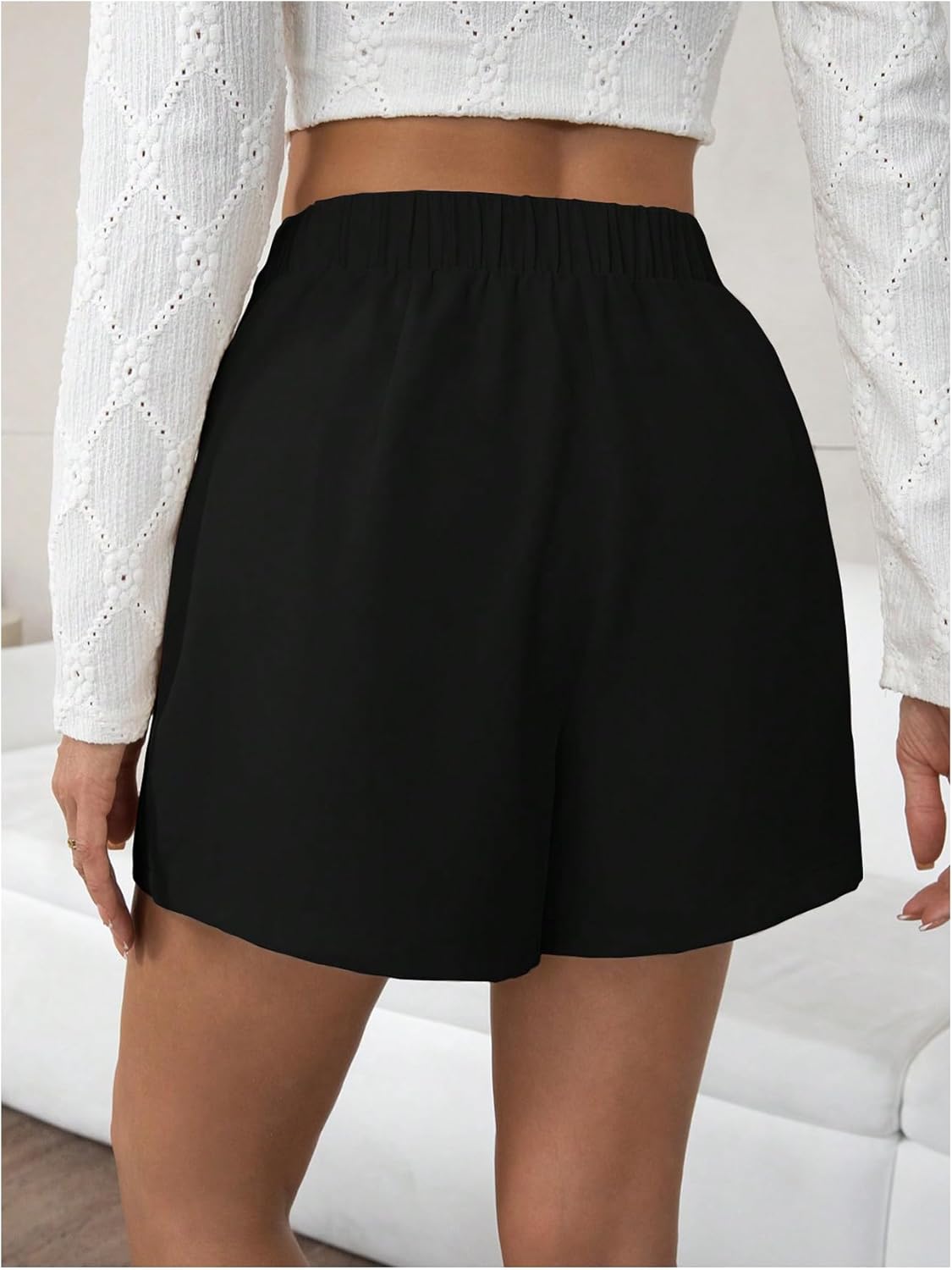 WDIRARA Women's Casual High Waisted Button Front Wide Leg Shorts - Image 2