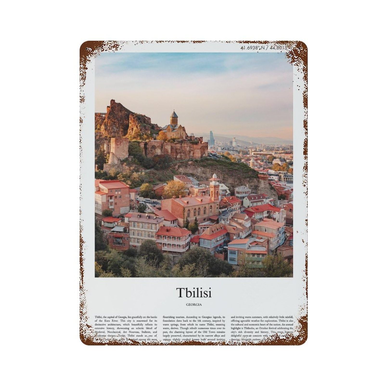 xiaoxiaoshen Tbilisi Georgia City Scenery Wall Decor Art Metal Tin Poster Modern Home Decor Art Home Bar Shop Decorations Vintage Sign 40x30cm