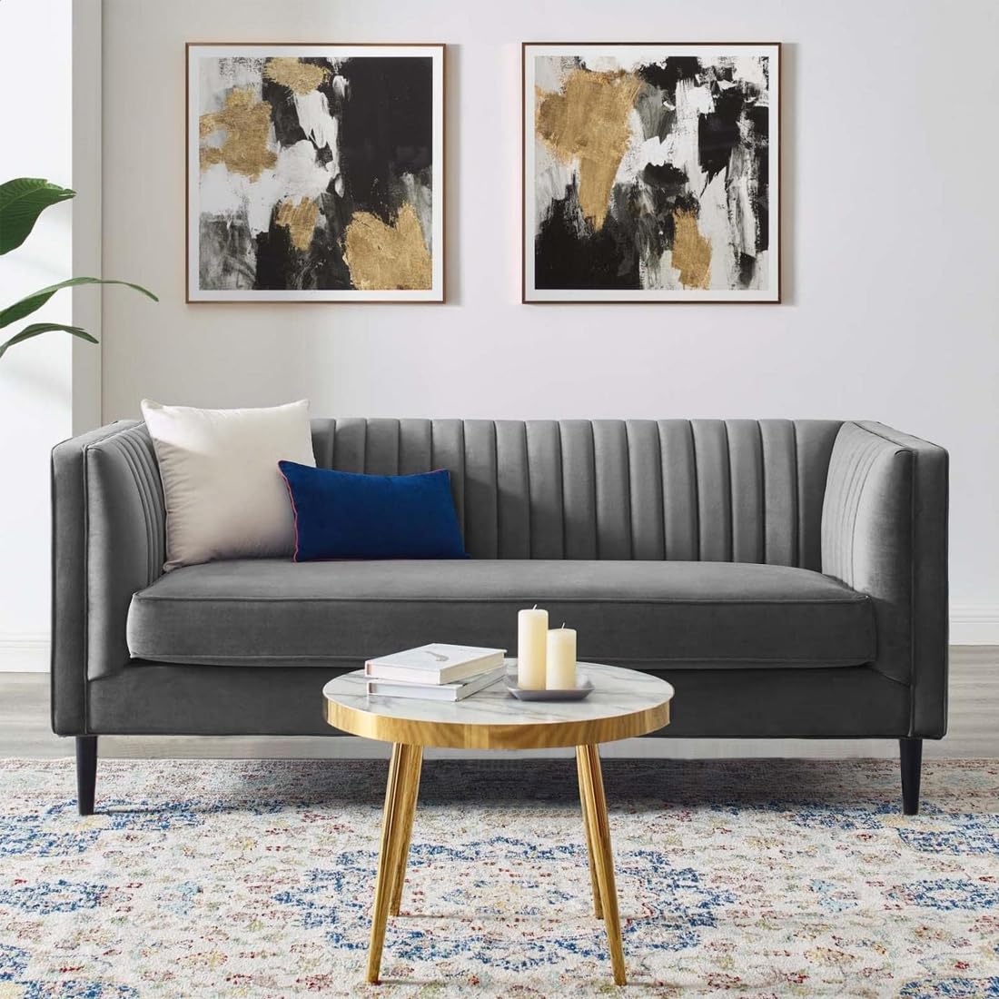 FURNY Modanway 3 Seater Premium Fabric Sofa Set (Grey) (B0D54JXBB7) Amazon Price History, Amazon Price Tracker