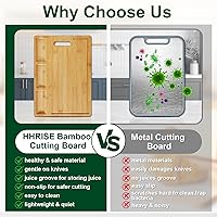 Vista 6 de Tablas de cortar para cocina – Tabla de cortar de bambú integrada con 3 compartimentos y ranuras para jugos – Bandeja de servir para carnes