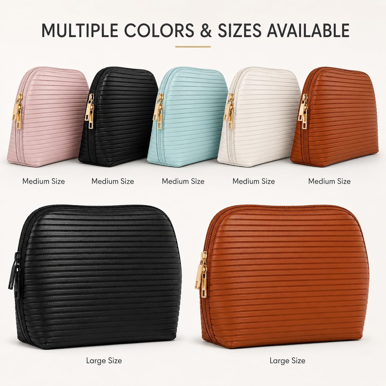 Parallel Traveler Makeup Bag, Fold-Down Lay-Flat Cosmetic Organizer for Women, Portable Travel Toiletry Bag, Waterproof Makeup Pouch for Brushes, Skincare, and Daily Essentials, Brown