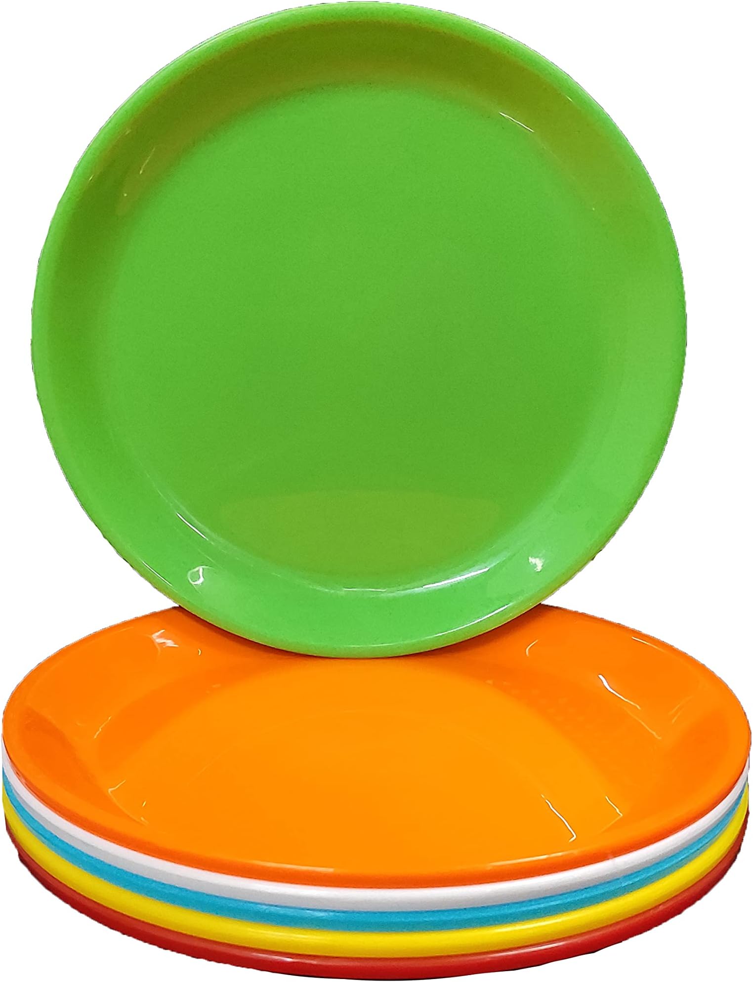 Mehul Plastic Round Shape Quarter Plates Side/Half Plates Set, Microwave Safe, BPA Free, Food Grade, Unbreakable Plates. Set of 6, Size- 19 cm X 19 cm Color - Multicolor