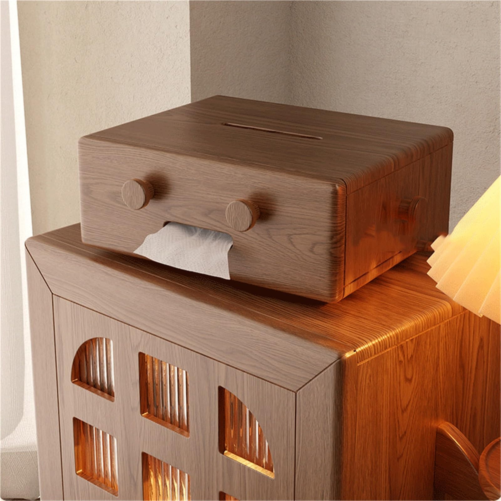 Nachttisch Movable Solid Wood Bedside Table Suitable for Bedrooms | With wheels storage cabinet vintage cream style