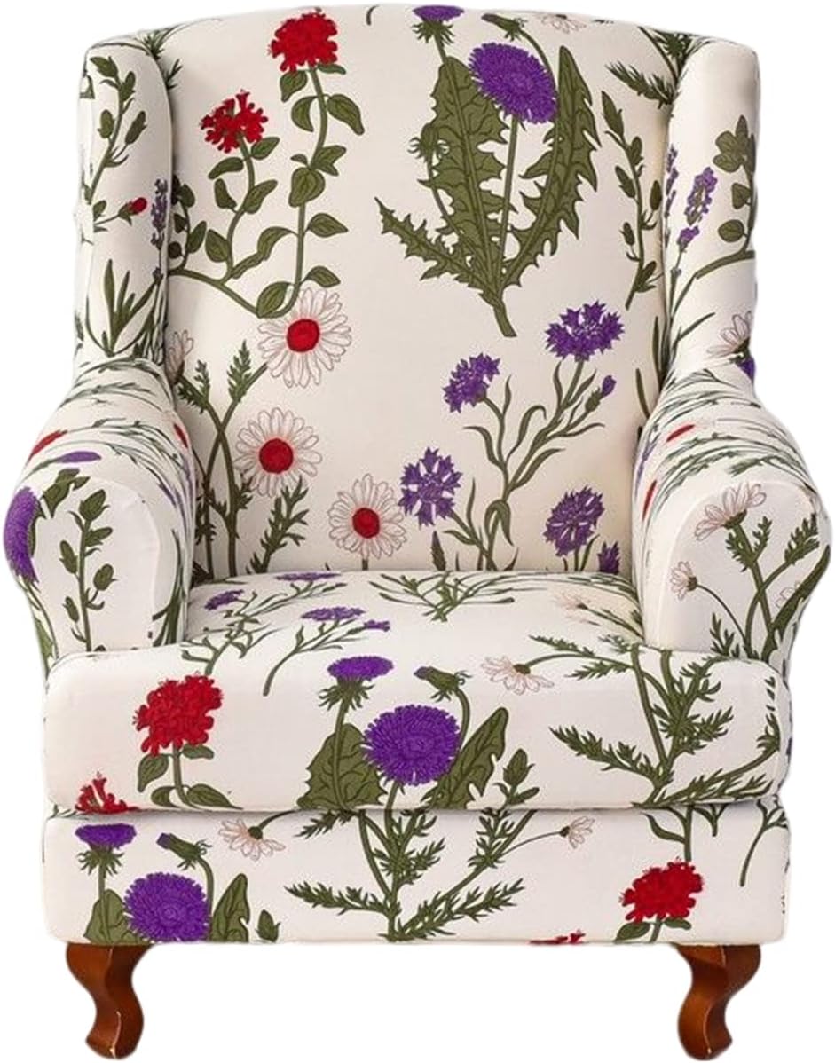FUANGUI Wingback Chair Cover 2 Piece Printed Wing Chair
