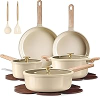 CAROTE 14-Piece Ceramic Nonstick Pots and Pans Set, PFAS PFOA-Free, Durable Non-Toxic Cookware for Easy Cooking