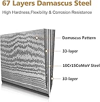 Vista 3 de HOSHANHO Knife Set with Block 7-Piece, Professional 67-layer Damascus Super Steel Kitchen Knife Sets for Cooking, Ultra Sharp Knife Set with