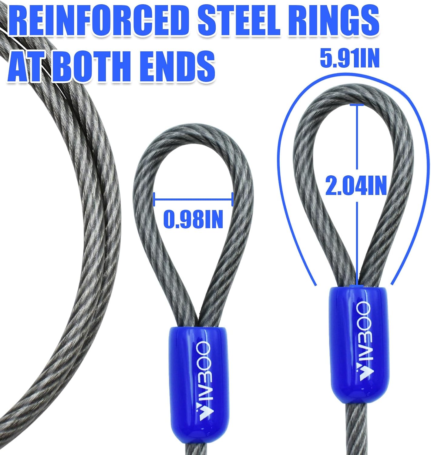 1/4in Security Cable with Loops 4FT/6FT/8FT/10FT Cut-Resistant and Waterproof Security Cable Suitable for Travel,Home and Outdoor Activities - Image 3