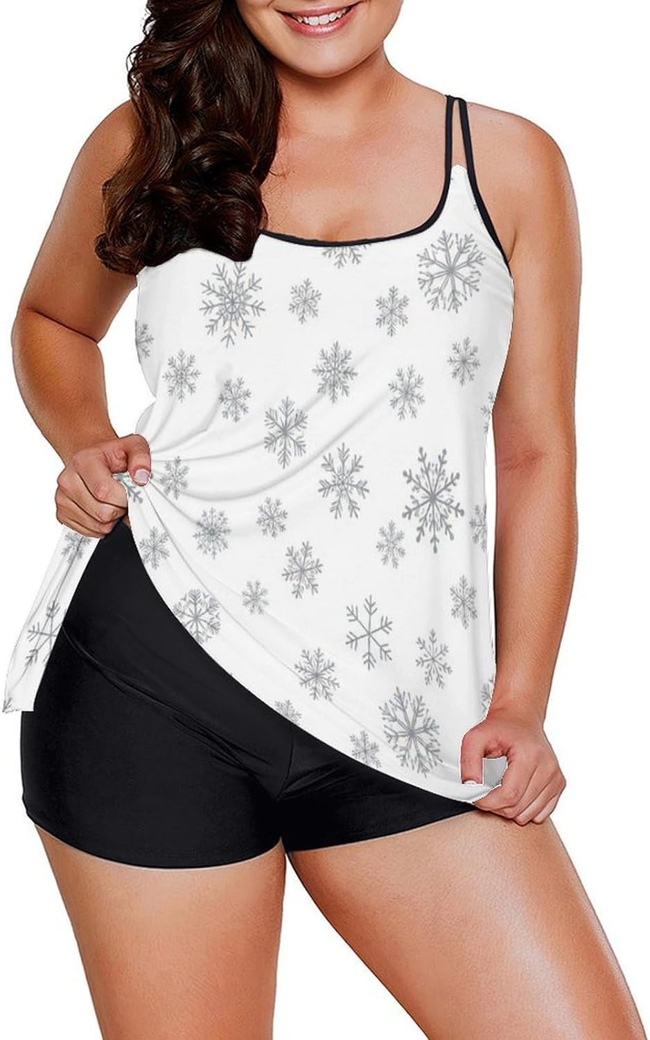 Women's Tummy Control Tankini Set, Loose Fit Tank Top with Shorts Modest Swimwear