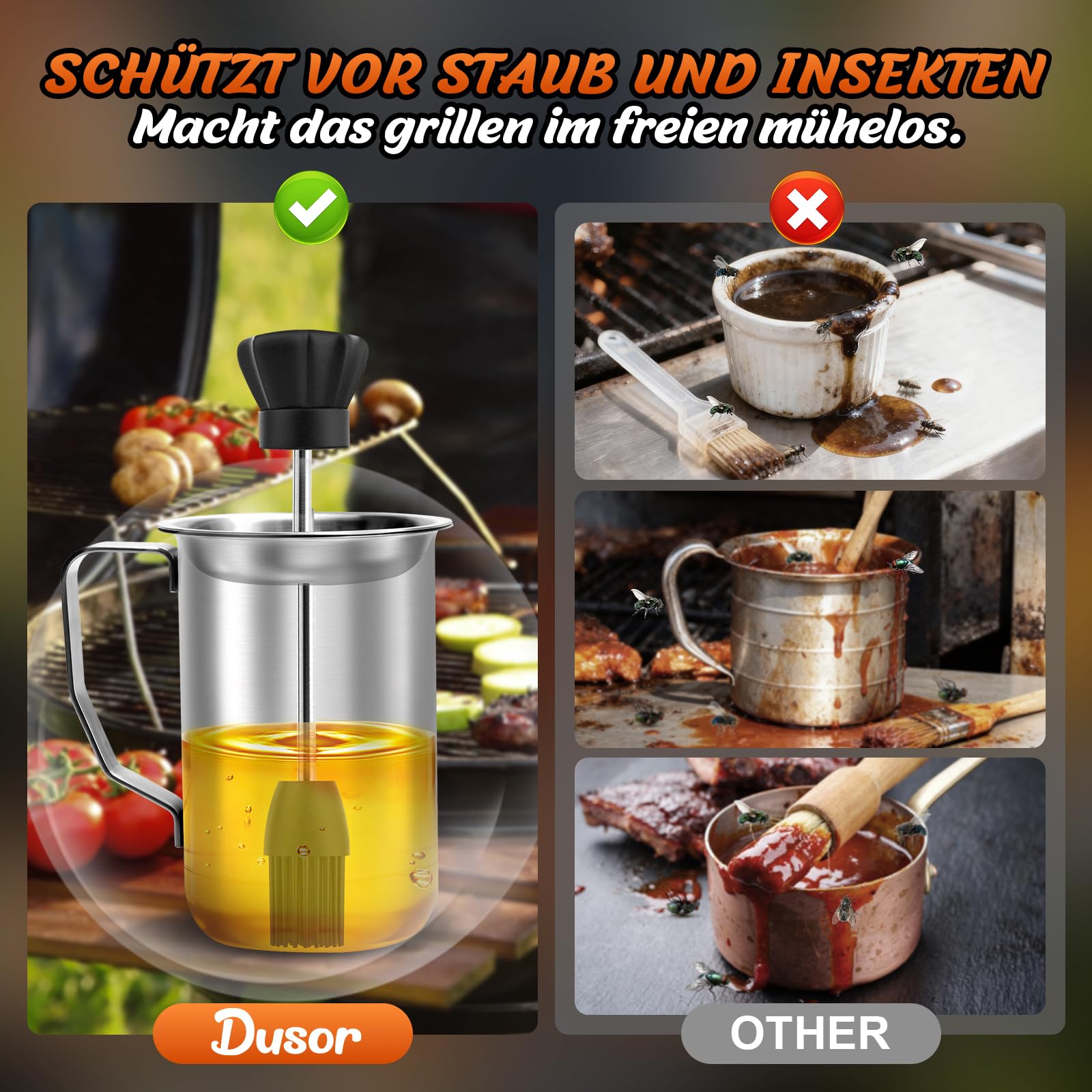 Dusor Regali per uomini, spazzola per barbecue, regali di compleanno per papà/lui/nonno, regali da uomo per calze di Natale per uomini/donne, regali per papà accessori per barbecue