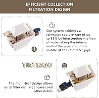 Vista 3 de Kit desviador de barril de lluvia – Sistema de recolección de agua de lluvia se adapta a bajante de 2 x 3 o 3 x 4 pulgadas con filtro y espita de PVC