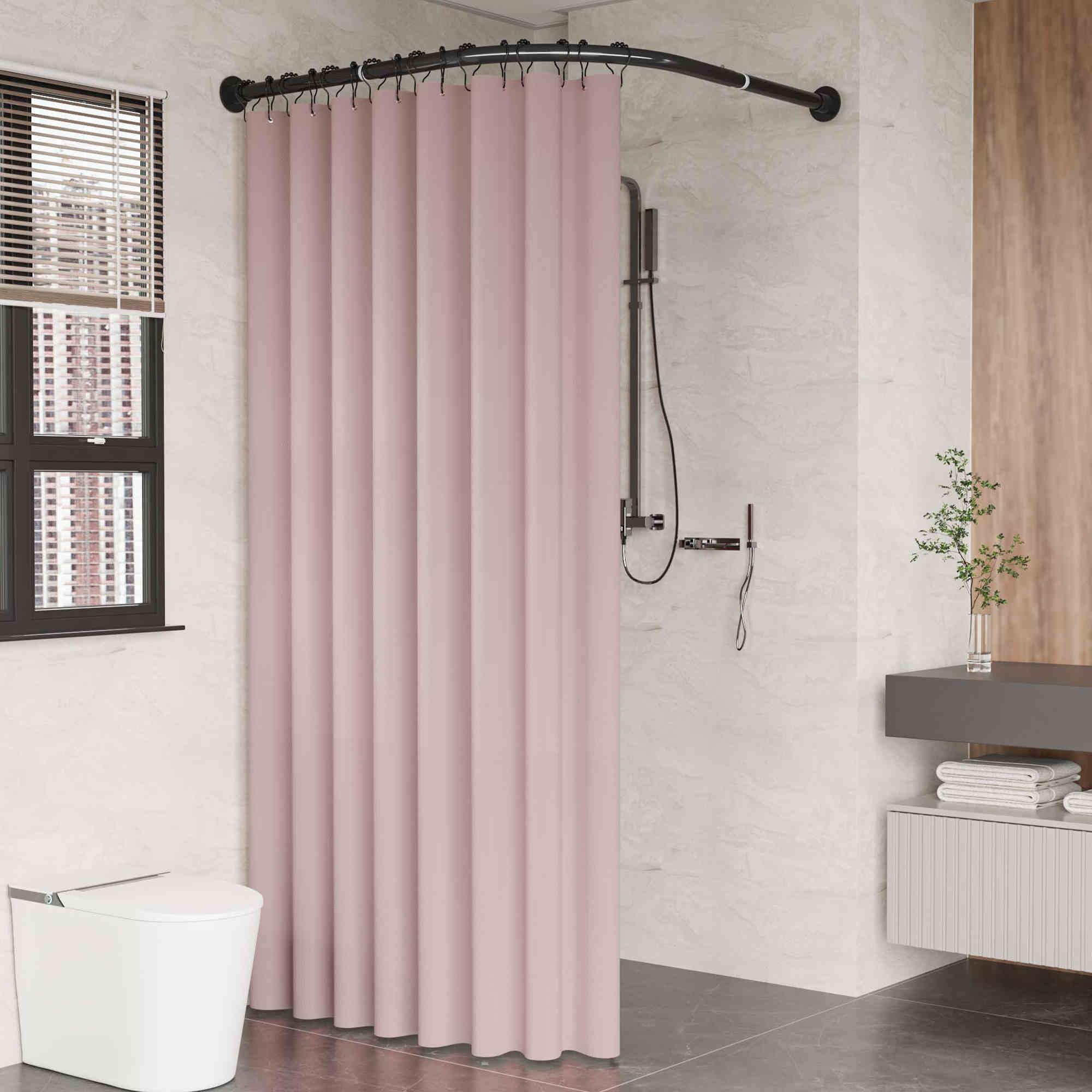 Barre De Douche Extensible Métal, Barre De Douche Baignoire Angle Sans Percage, Tringle à Rideau De Douche Noire En Forme De L, Pour Salle De Bain, Douche, Baignoi(Size:A 70-95m x 70-95cm,Color:Noir)