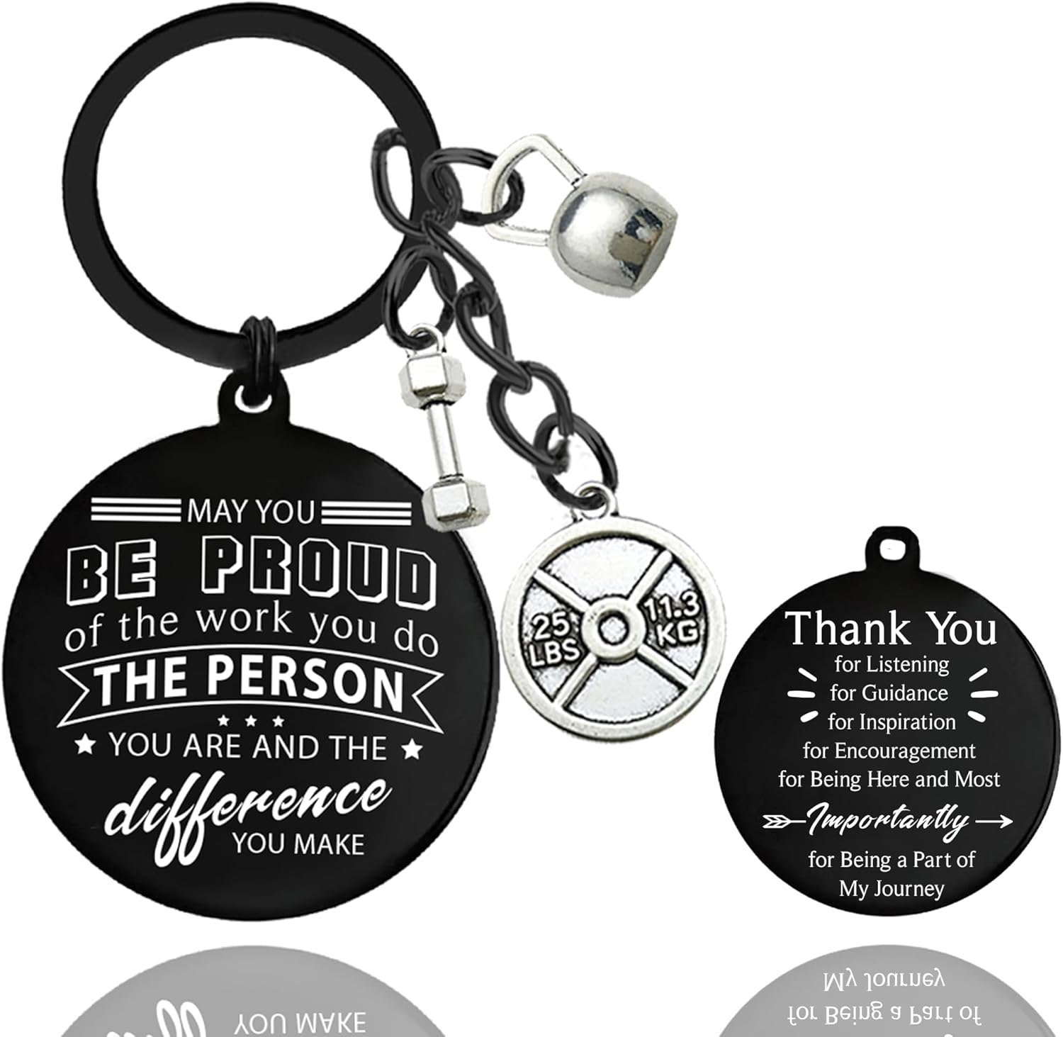 Fitness Gym Keychain Appreciation Gifts – Dumbbell Kettlebell Keychains for Fitness Lovers, Thank You Gifts for Women Men