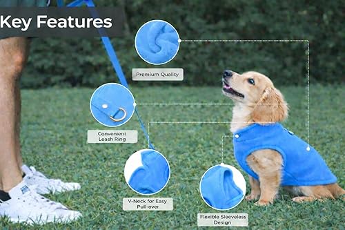 Miniatura 3 de JACKO & CO - Chaleco de forro polar para perro con anillo para correa - Abrigo suave, cálido y ligero para perros, cachorros y gatos pequeños y