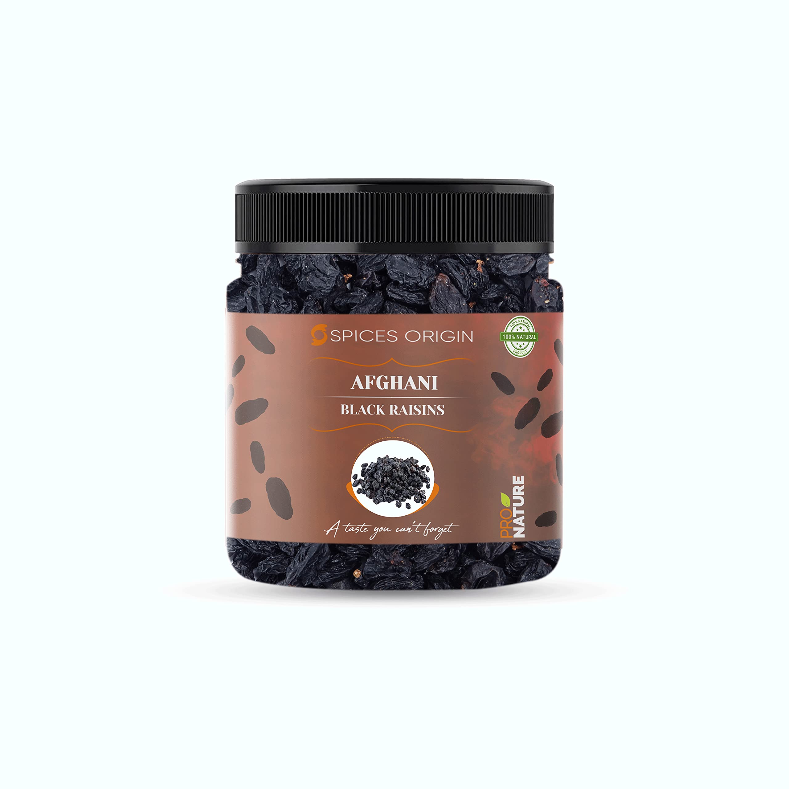 Spices Origin Premium Black Raisins Seedless ( 250 Gm ) Jar Pack