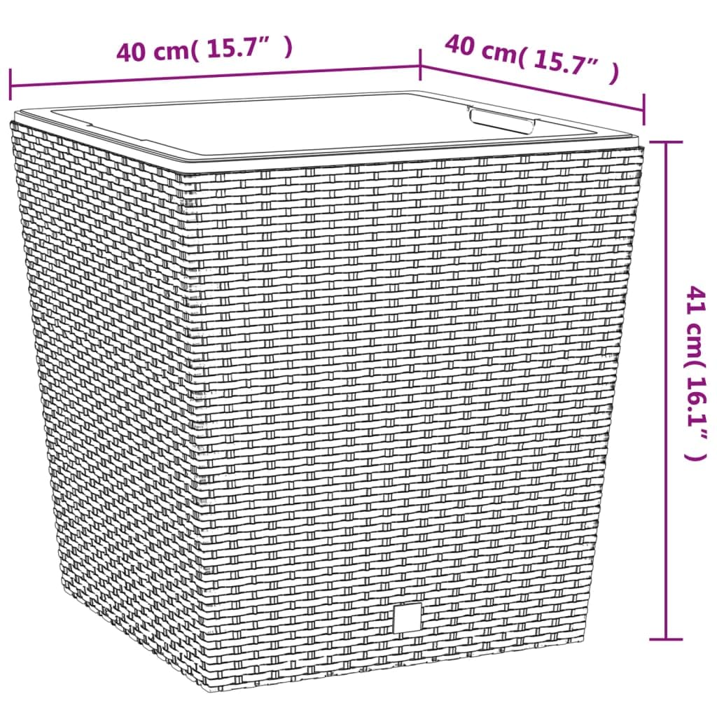 Donica z pojemnikiem wewnętrznym antracyt 37/64 L rattan PP stylizowana na rattan donica ogrodowa na balkon taras podwórko przed wejście duża pojemność wyjmowany wkład uderzenia naturalny urok
