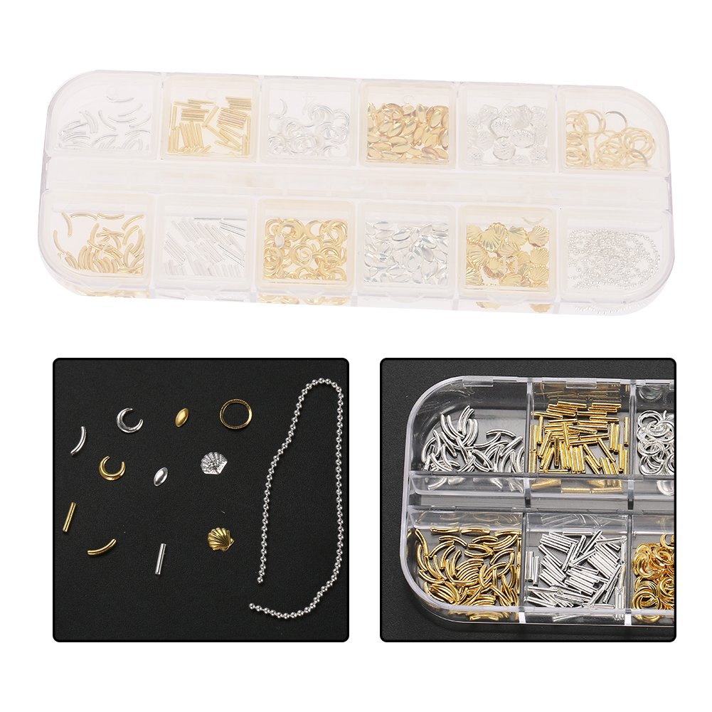 12 Siatka Mieszane Style Nail Art Decoration wydrążony metalowy powłoka Gwiazda Szpilki łańcuchowe DIY Akcesoria do paznokci sztuki dekoracji (02)