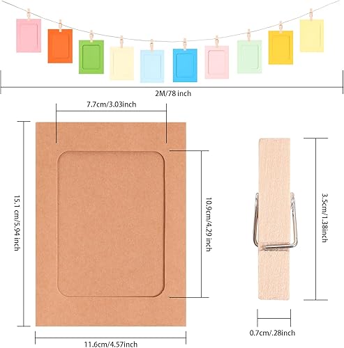 Miniatura 2 de Paquete de 30 marcos de fotos de papel de cartón, para colgar en la pared con clips, marco de fotos de collage para decoración de pared bohemia,