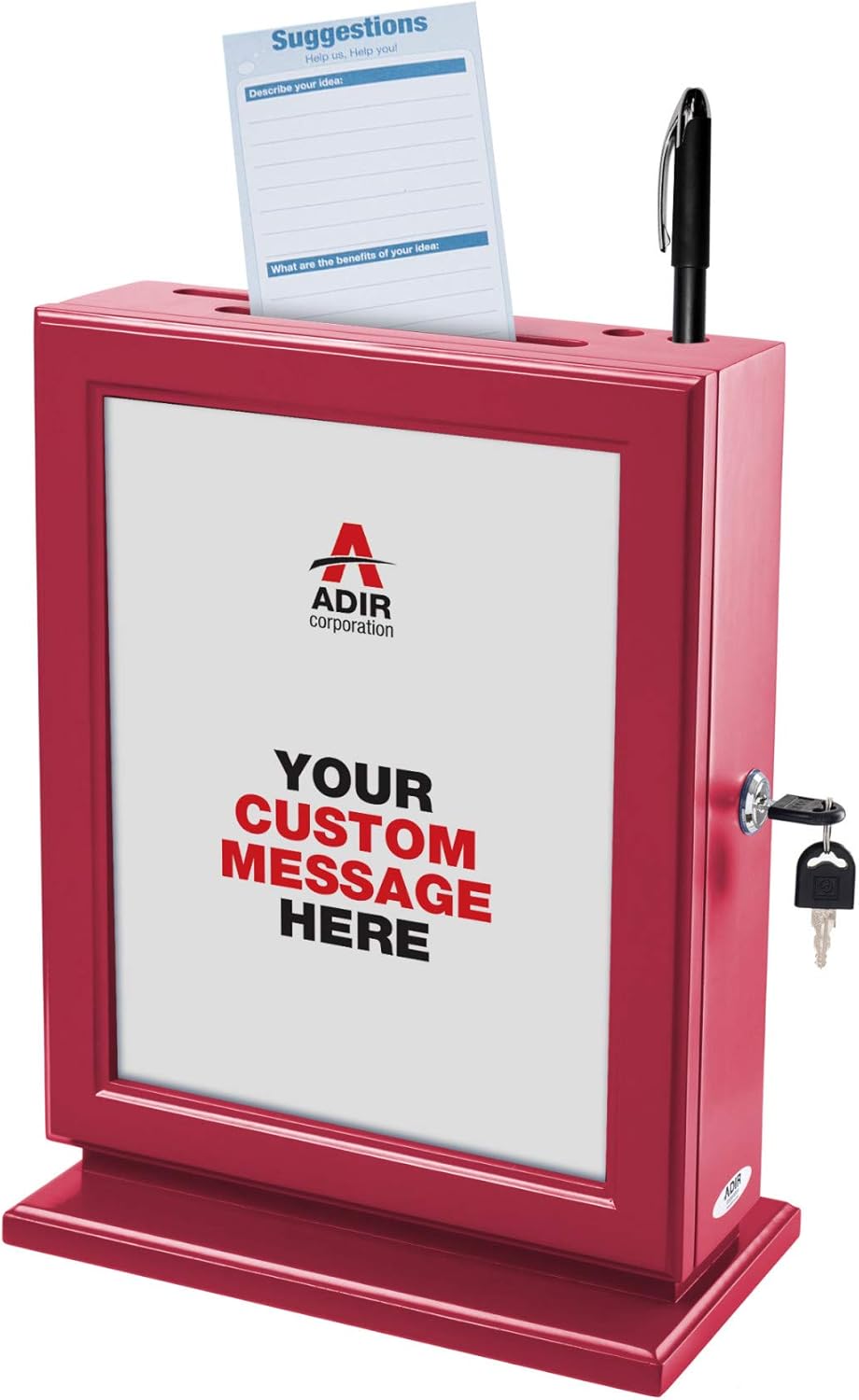 Adir Customizable Wood Suggestion Box - Grey - with 25 Suggestion Cards : Office Products