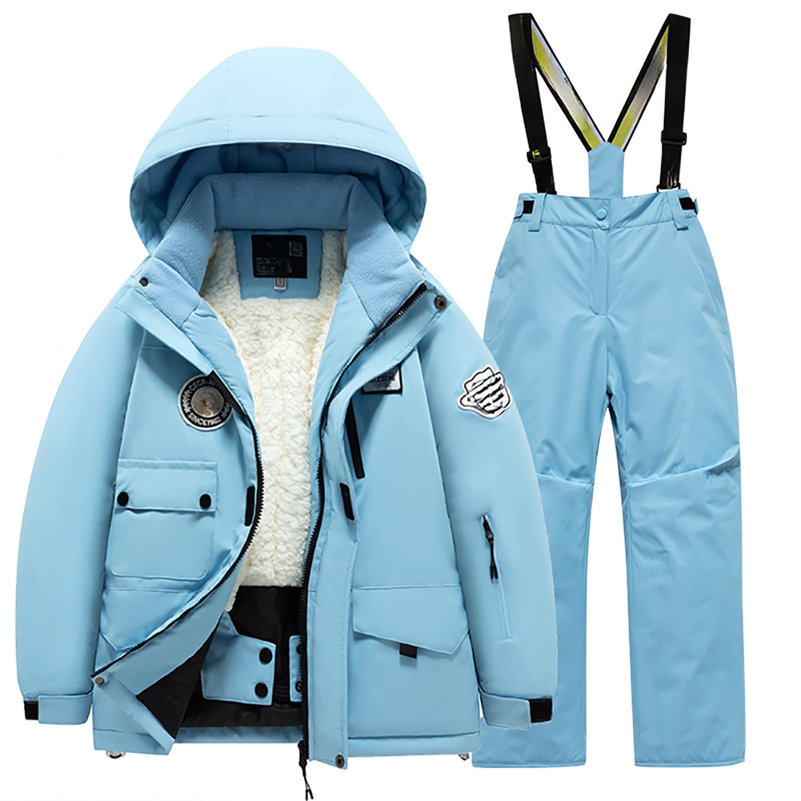 Generisch Traje de esquí para niños, forro polar, chaqueta, pantalones, invierno, windbroek, snowboard, unisex, para invierno, cálido traje de nieve