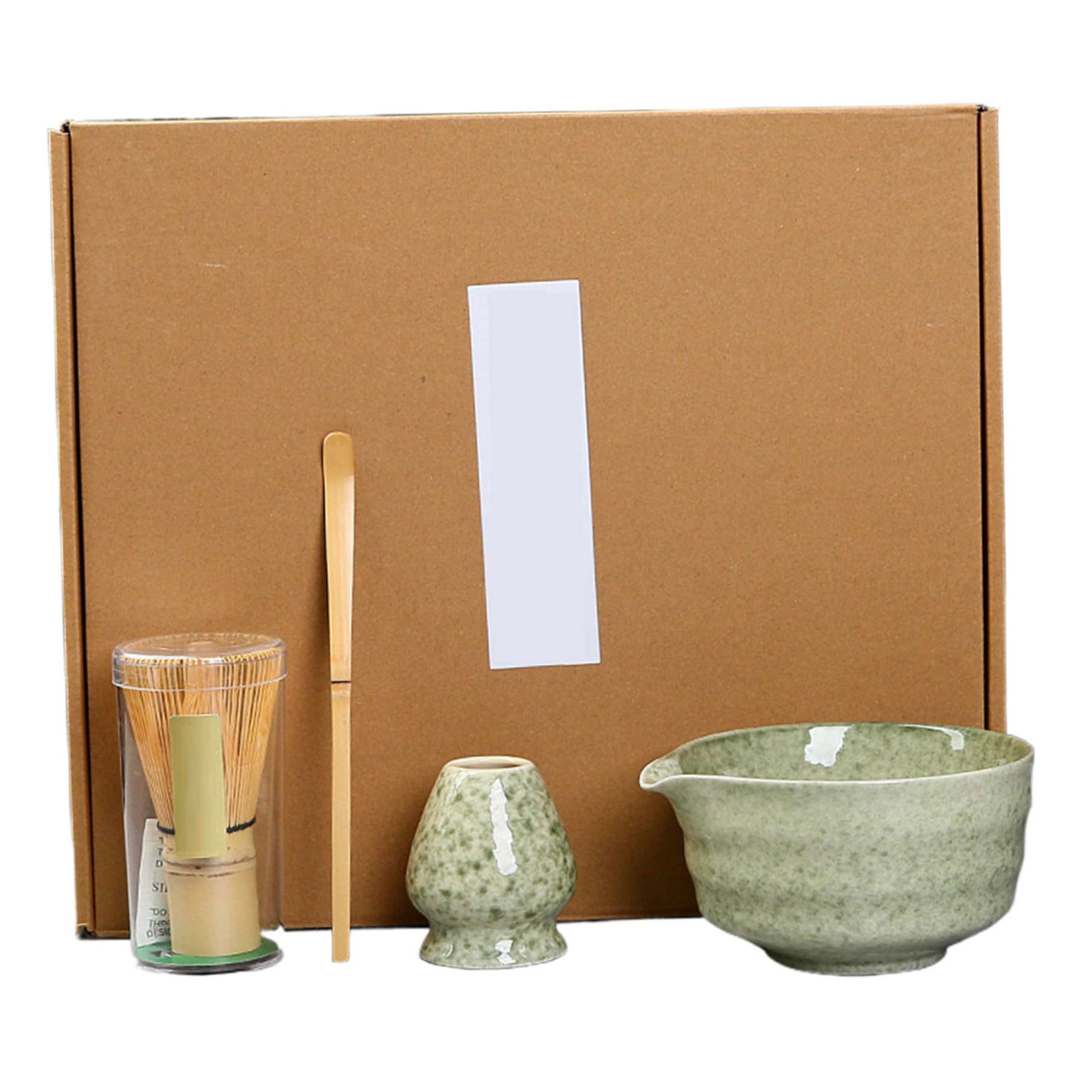 Juego de batidor Matcha, juego reutilizable de batidor Matcha de cerámica, elegante kit que incluye cuenco con pico, soporte, bambú y cuchara de bambú para los amantes del té