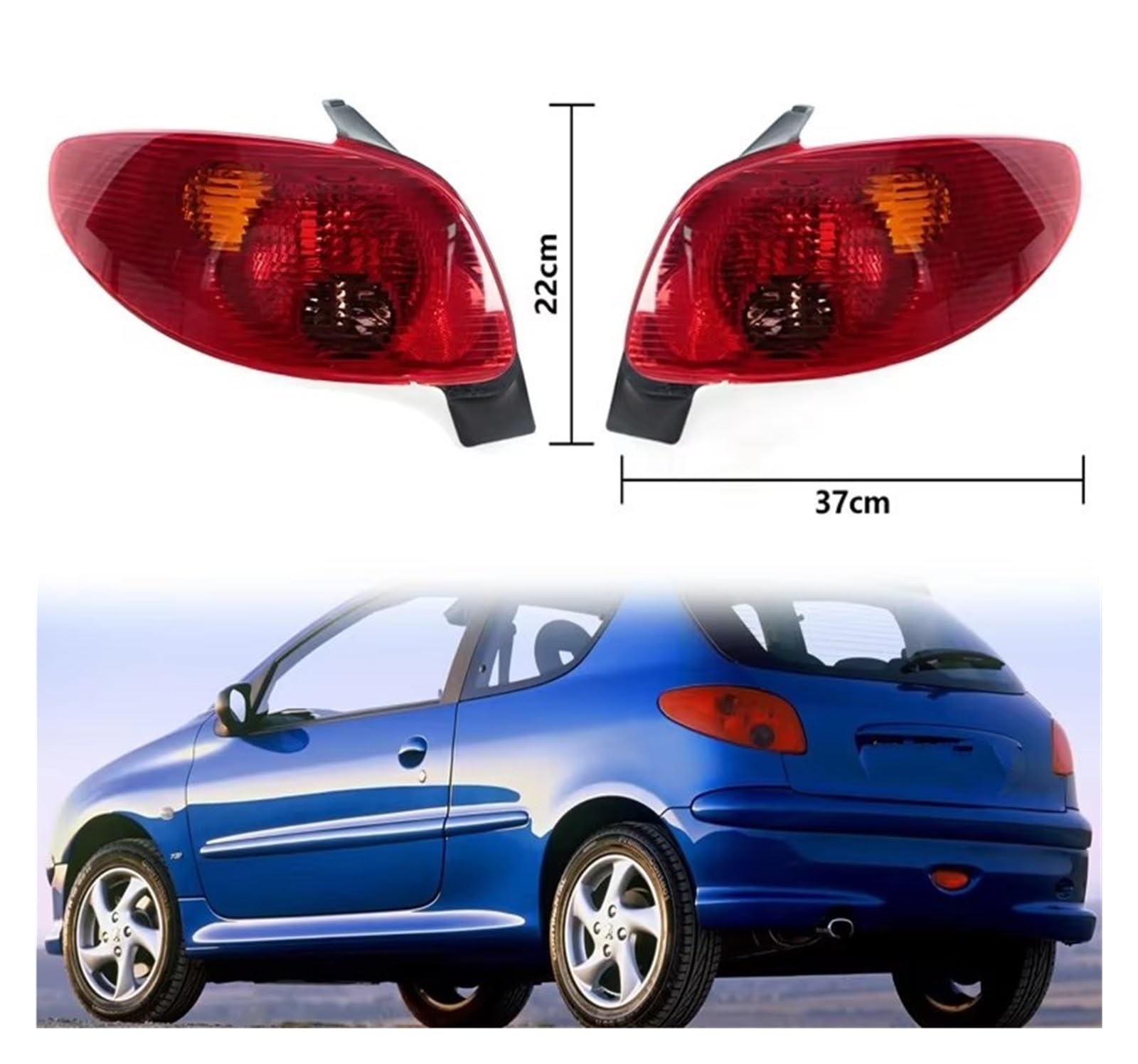 Coche Pilotos Traseros 6350S0 para Peugeot 206 2002-2006 5 Puertas Hatchback Parachoques Trasero Luz Trasera Freno Giro Luces Marcha Atrás Sin Bombilla(1 Left)