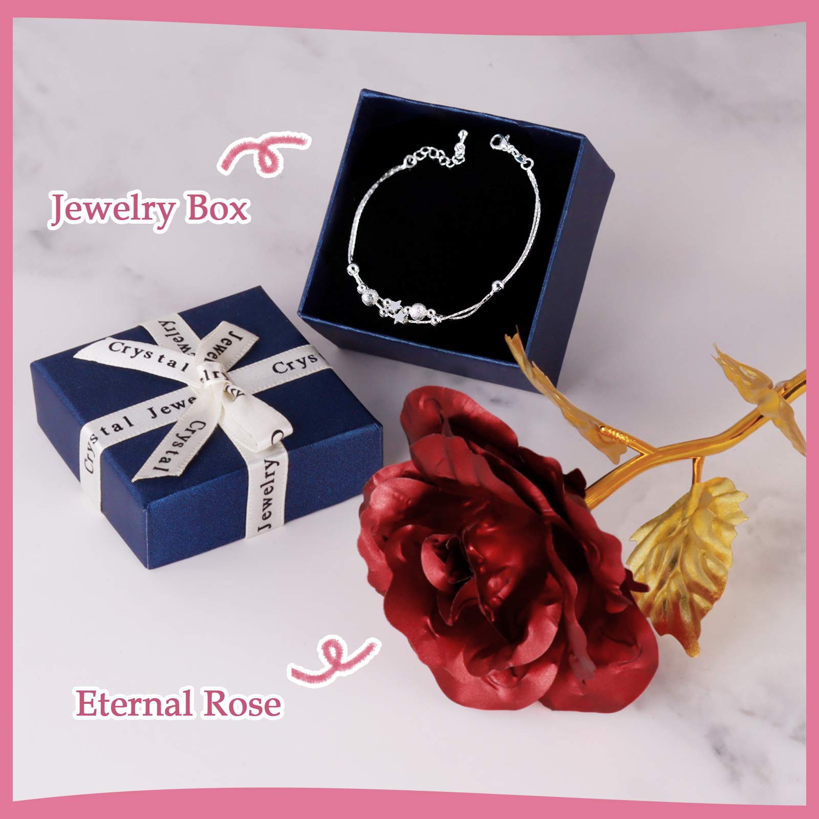 Rosa Eterna Regalo San Valentino per lei, 24K Rose Placcato Oro, Rosa Fiore Idee Regalo Originali per Fidanzata, Rose Regali San Valentino, Festa della Mamma,Anniversario,Compleanno,Matrimonio