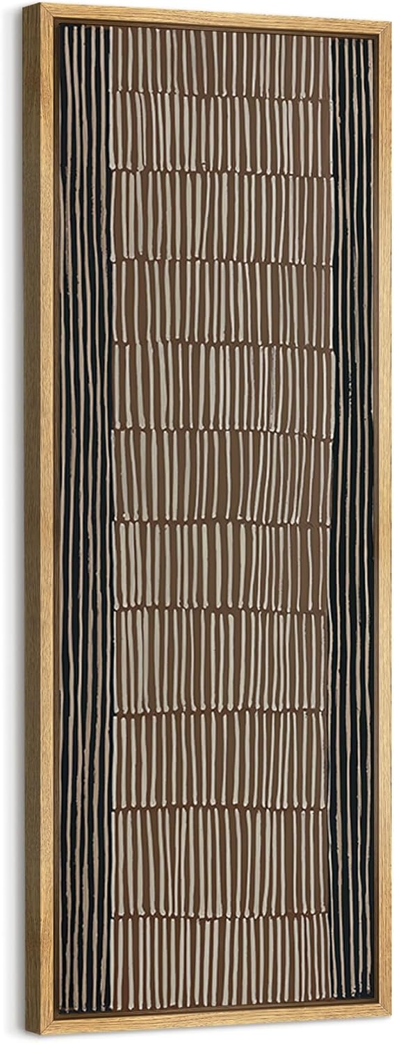 SIGNFORD Large Framed Canvas Print Wall Art Abstract Linear Stripes Modern Geometric Illustrations Modern Art Calm Warm for Living Room, Bedroom, Office - 60"x20"