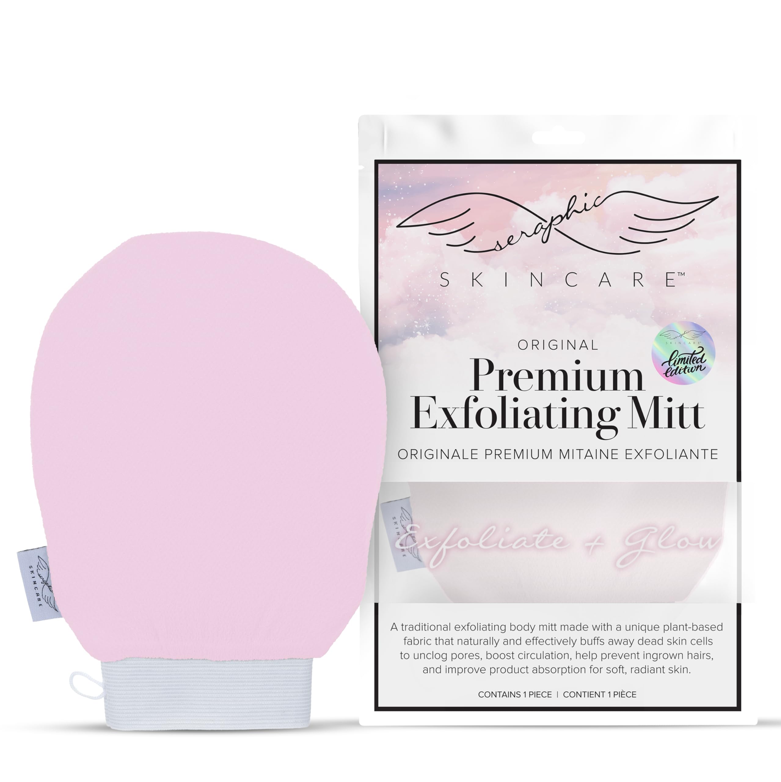 SERAPHIC SKINCARE Limited-Edition Pink Premium Exfoliating Mitt